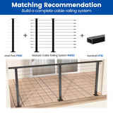 Muzata Black Cable Railing Post 36 Inch 36"x2"x2" Level Drilled Surface Mount T304 Stainless Steel Cable Railing System Kit Indoor Outdoor with Paper User Guide PS02 BH4S Muzata