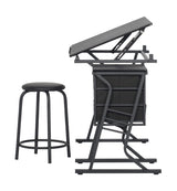 SD Studio Designs 2 Piece Eclipse Ultra Center/Drawing Table with Stool, Angle Adjustable Top, Storage Shelves, and Drawers SD STUDIO DESIGNS
