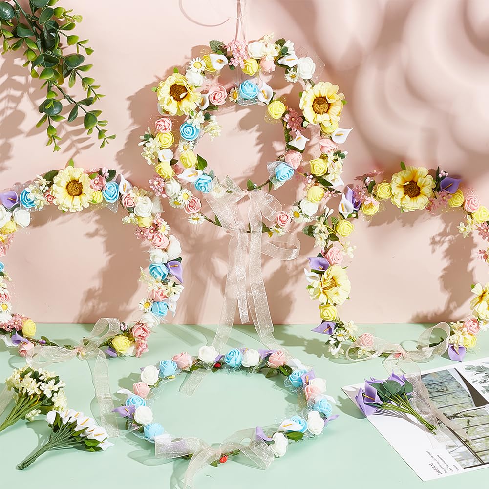 INFUNLY 264pcs/Set DIY Flower Crowns Making Kit Handmade Floral Crown Garland Kit Make Your Own Wreath Flower Headband Garland Hair Accessories for Wedding Birthday Party Favour INFUNLY