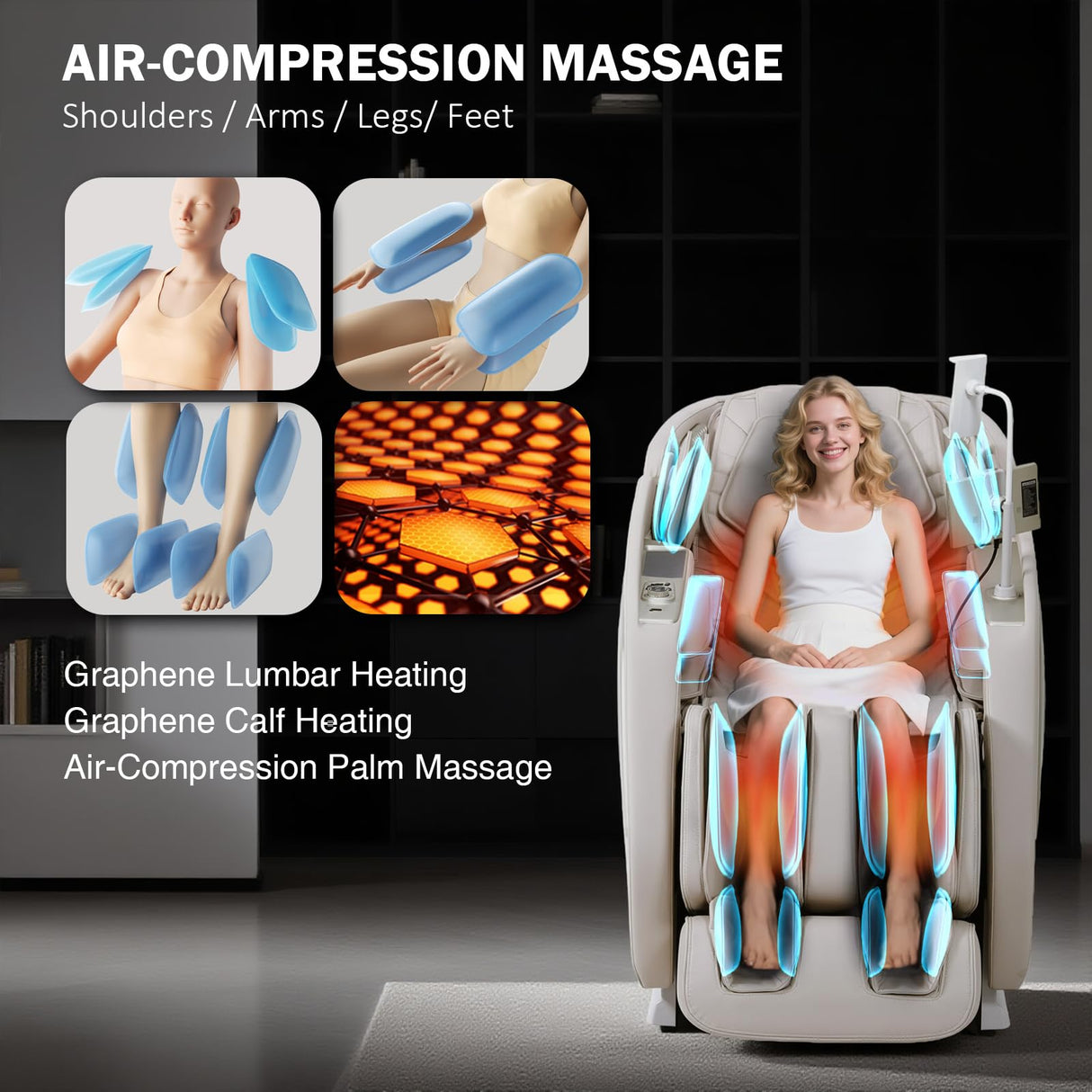 4D Full Body Zero Gravity Massage Chair with 55'' SL-Track & Body Scan - Shiatsu Massage Recliner with Heating & 40 Airbags - Voice Control, Foot Rollers, 15 Auto Modes & 9 Techniques (Beige) RlxwizRevi