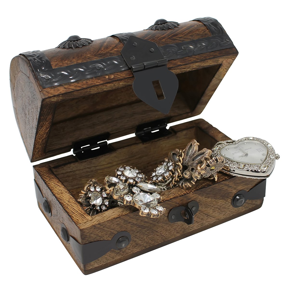 Nautical Cove Treasure Chest Keepsake and Jewelry Wood Box - Toy Treasure Box (5 x 3 x 3.25) Nautical Cove