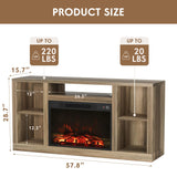 Furniwell Fireplace TV Stand for 65 Inch TV, Media Entertainment Center Console Table with 26" Electric Fireplace, Farmhouse TV Stand with Storage Cabinet for Living Room (Natural) Furniwell