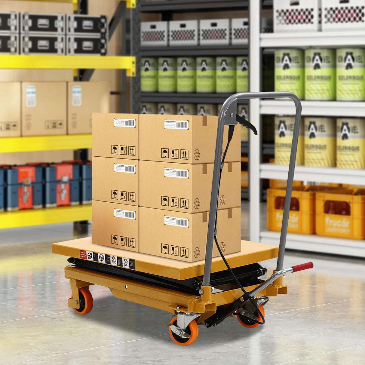 330lbs Hydraulic Scissor Lift Table Cart, Double Scissor Hydraulic Lift Table Cart Non Slip Pad Cart w/4 Wheels Simple Operation Elevating Cart (330, Pounds) TBVECHI