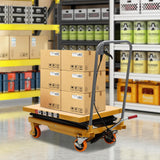 330lbs Hydraulic Scissor Lift Table Cart, Double Scissor Hydraulic Lift Table Cart Non Slip Pad Cart w/4 Wheels Simple Operation Elevating Cart (330, Pounds) TBVECHI