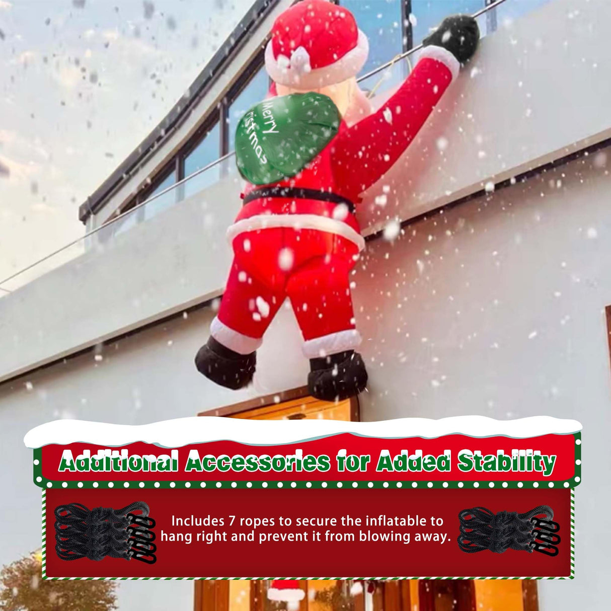 TwoBees 6FT Christmas Inflatables Outdoor Decorations Joy Hanging Santa Claus Gift Bag, Very Bright LED Lights Blow Up Giant Christmas Decor for Indoor Yard Outside Fall Vacation Holiday Party Lawn TwoBees