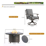 Trumbeak 5 Piece Metal Outdoor Patio Furniture Set with 48"/55000 BTU Round Fire Pit Table,Outdoor Dining Table Set 4 Swivel Chairs No-Slip Cushions and Waterproof Covers,Grey Trumbeak