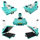 ColorSub Heat Press Machine for T-Shirt 15x15, Digital Industrial Quality Heat Press Machine Clamshell Transfer Sublimation Print Press Machine Teal ColorSub