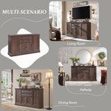 IFGET Farmhouse Sideboard Buffet Cabinet with Storage, 58'' Large Coffee Bar Stroage Cabinet with 2 Drawers and 4 Doors, Wood Rustic Accent Cabinet for Dinning Room, Hallway, and Living Room, Brown IFGET
