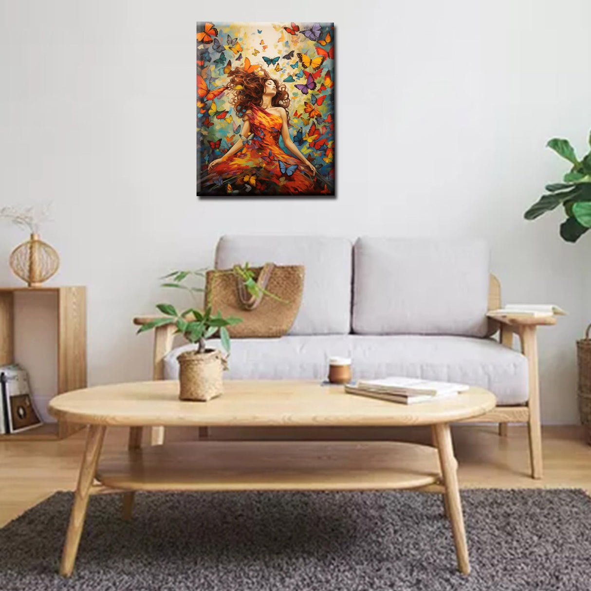 Romantic Women Paint By Numbers For Adults Beginner Girl Surrounded by Butterfly DIY Paint by Numbers Acrylic Paint Home Modern Decor Graffitic Painting Kits 16x20 Inch Boho Gift (Without Frame) TUMOVO