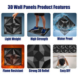 MIX3D 20 Pack Textured 3D Wall Panels for Interior Wall Decor, PVC Decorative Wall Panels for Living Room Bedroom Hotel Office, Black 12''x12'' Cover 19.4 Sq. Ft MIX3D