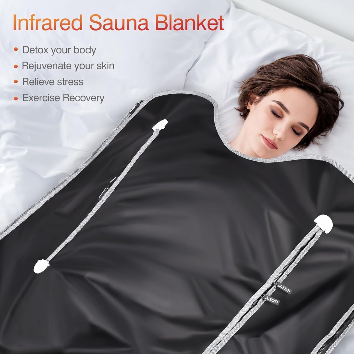 UMIXGENE Infrared Sauna Blanket-Sauna Blanket for Home Use, Portable Design for Relaxation and Detoxification Highest 176℉, 20-60 Minutes Timer, 6 ft x 2.65 ft（Black）