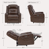 Watson & Whitely Genuine Leather Power Recliner Chairs for Adults, Lay Flat Recliner with Power Headrest, USB Ports and Cup Holders, Electric Reclining Sofa for Living Room, Bedroom, Dark Brown Watson & Whitely