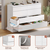 Hasuit White Dresser for Bedroom, Long Dresser with 8 Drawers, 51.5''W Wooden Dressers Chest of 8 Drawers, Large Capacity Clothing Storage Cabinet, Wide Dressers for Bedroom Living Room Entryway Hasuit