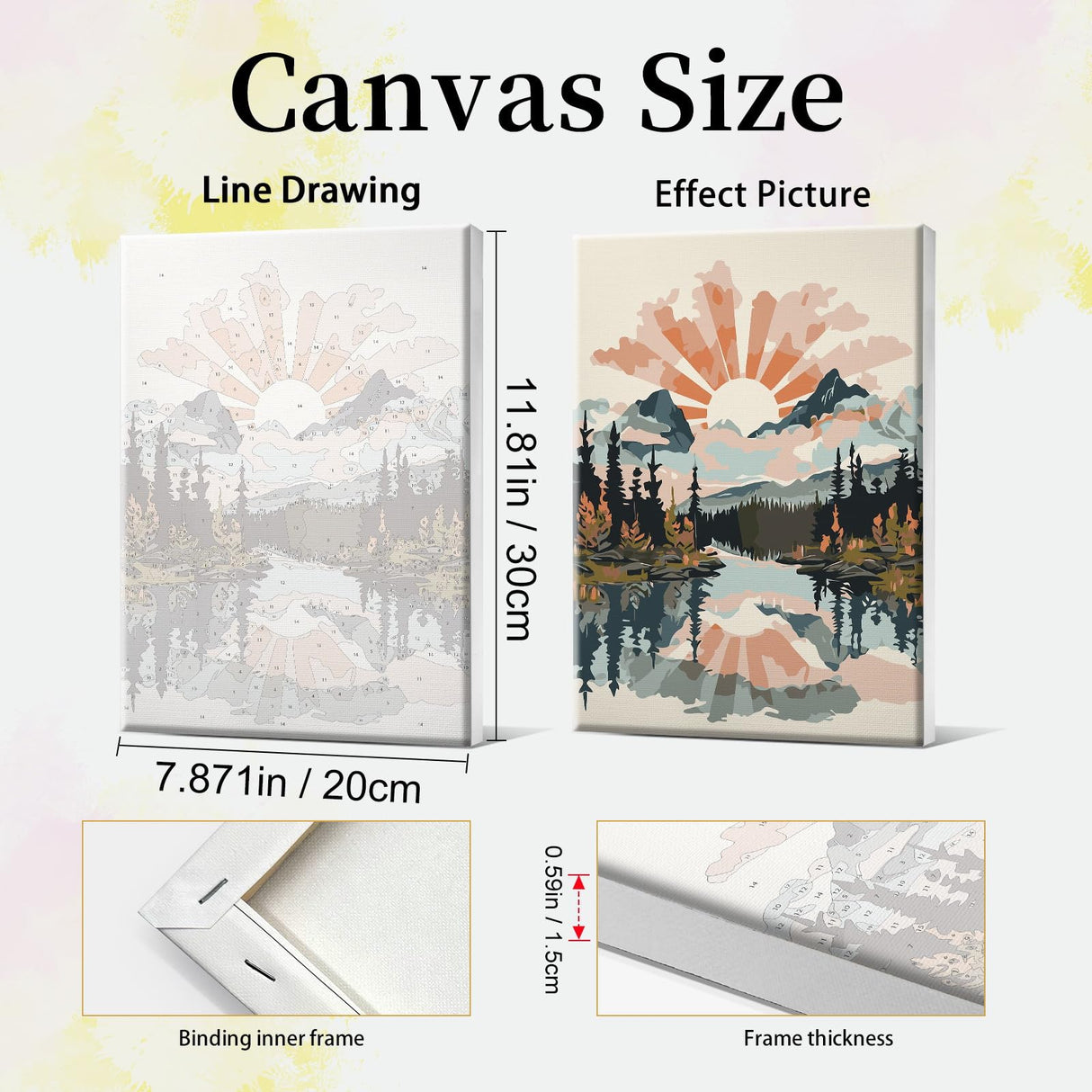 JOOZ 4 Pack Paint by Numbers Kit for Adults with Frame Mountain Landscape Paint by Number with Easel DIY Lake Adult Paint by Number Kits Sunset Easy Oil Painting Kits for Home Wall Decor 8x12 Inch JOOZ