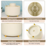 SKYDUE 360 Rotating Plastic Desk Pen Organizer with 5 Slots, Dual-Purpose Art Supply Pencil Cup for Office, School, Home SKYDUE