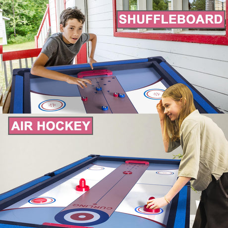 Multi Game Table, 54" Upgrade 5 in 1 Folding Sports Arcade Games with Accessories,Ping Pong,Pool Billiard,Shuffleboard,Bowling,Hockey Combo Game Set for Family Game Table,Indoor and Outdoor HLC