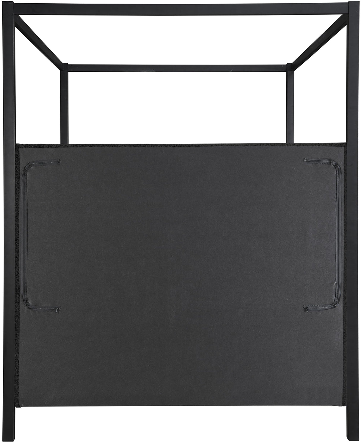 Meridian Furniture KellyBlack-K Kelly Collection Modern | Contemporary King Bed with Rich Black Boucle Fabric, Matte Black Iron Metal Frame Canopy, 78.5" W x 84.5" D x 77" H, Black, King Meridian Furniture