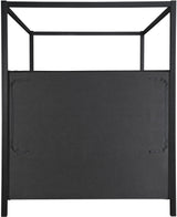 Meridian Furniture KellyBlack-K Kelly Collection Modern | Contemporary King Bed with Rich Black Boucle Fabric, Matte Black Iron Metal Frame Canopy, 78.5" W x 84.5" D x 77" H, Black, King Meridian Furniture
