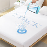 2 Pack Twin Size Premium Waterproof Mattress Protector, Soft Breathable Mattress Pad Cover, Noiseless Waterproof Bed Cover - Stretch to 21" Fitted Deep Pocket Mattress Protection Cover Softhour