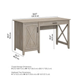 Bush Furniture Key West Computer Desk with Storage | Farmhouse PC Table for Home Office in Washed Gray | 54W x 24D Bush Business Furniture