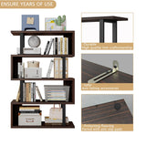 SORCEDAS Bookshelf Geometric Bookcase S Shaped Industrial Bookshelf Storage Display Stand Shelf for Living Room Bedroom and Office Room (Black, 4 Tier) SORCEDAS