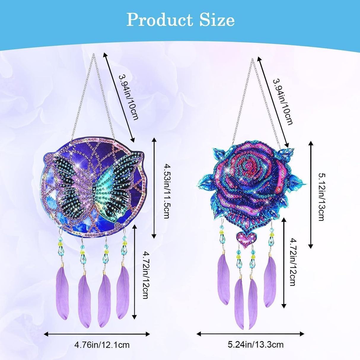 EEEKit 2PCS Diamond Painting Suncatcher Kit, Hanging Diamond Art Painting Suncatcher, DIY Crystal Art Wind Chime for Home Wall Window Decor EEEKit