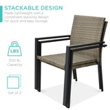Best Choice Products Set of 2 Stackable Outdoor Wicker Dining Chairs All-Weather Firepit Armchair w/Armrests, Steel Frame for Patio, Deck, Garden, Yard - Taupe Best Choice Products