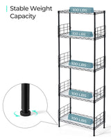 LINSY HOME Pantry Storage Shelves, 5-Tier Adjustable Heavy Duty Metal Storage Shelf, 59" Tall Standing Shelf, Upgrade Steel Wire Rack Organizer for Kitchen, Bathroom, Garage, Living Room, Black LINSY HOME