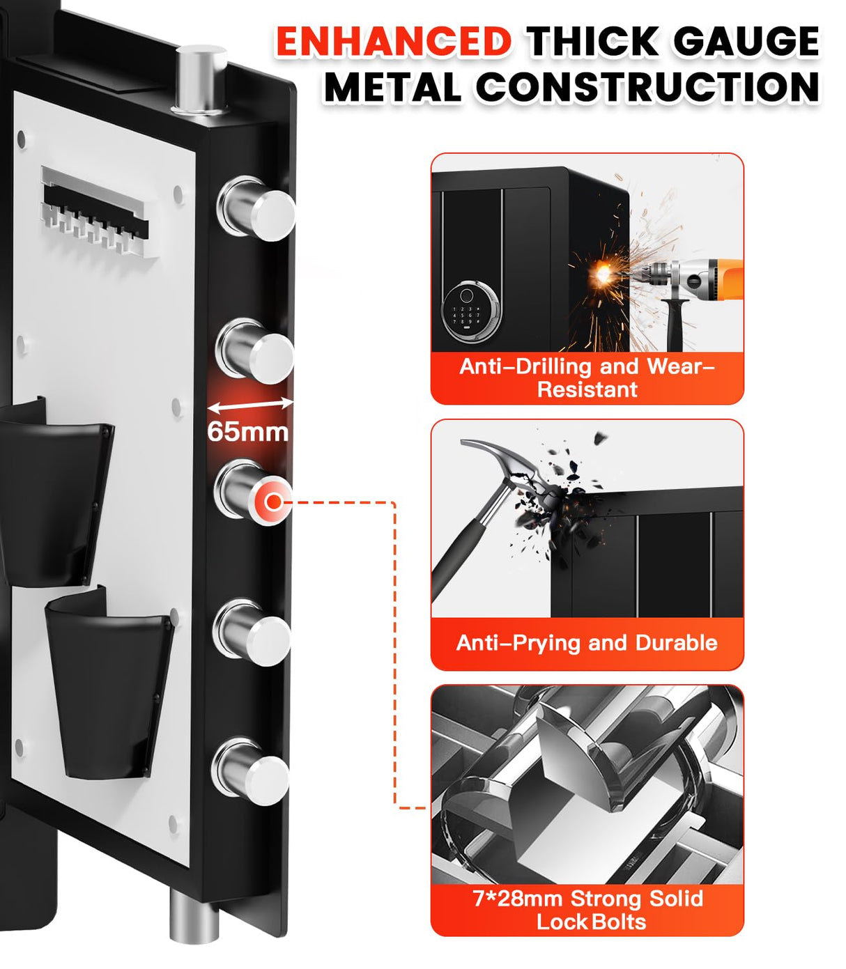 5.6 Cuft Biometric Fireproof Safe Box For Home, Heavy Duty Home Safe Fireproof Waterproof, Large Document Safe With Keypad, Anti-Theft Dual Alert, Mute Mode, Digital Security Safe For Jewelry Money Povanje