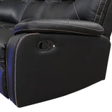 Favfurish 102.36" Home Theater Seating Seats, Movie Theater Chairs with Center Console with LED Light Strip,Living Room Furniture Set,PU Symmetrical Couch with 2 Cup Holders and Storage,Black Favfurish