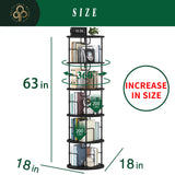 5Tier Rotating Bookshelf, 360 ° Display Stackable Spinning Bookshelf Tower, Narrow Space Saving Tall Floor Standing Swivel Bookcase Corner Storage Organizer for Bedroom/Living Room/Office，Black swlongbooks