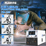 FLARING 155Amp MIG Welder, 110V Flux Core Welder Flux MIG/Lift TIG/Stick 3-in-1 Large LED Digital Display Welding Machine IGBT Inverter Gasless Welder Update FM155 FLARING