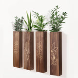 BOTOP Wood Wall Planter Indoor Wall Decor for Living Room Bedroom, 4 Pack Pocket Vases for Dried Flowers Faux Greenery Plants BOTOP
