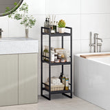 BYFU 3 Tier Bathroom Shelving Unit, Narrow Open Floor Shelves, Metal Corner Storage Rack for Bathroom Laundry Room Kitchen Living Room, Black BYFU