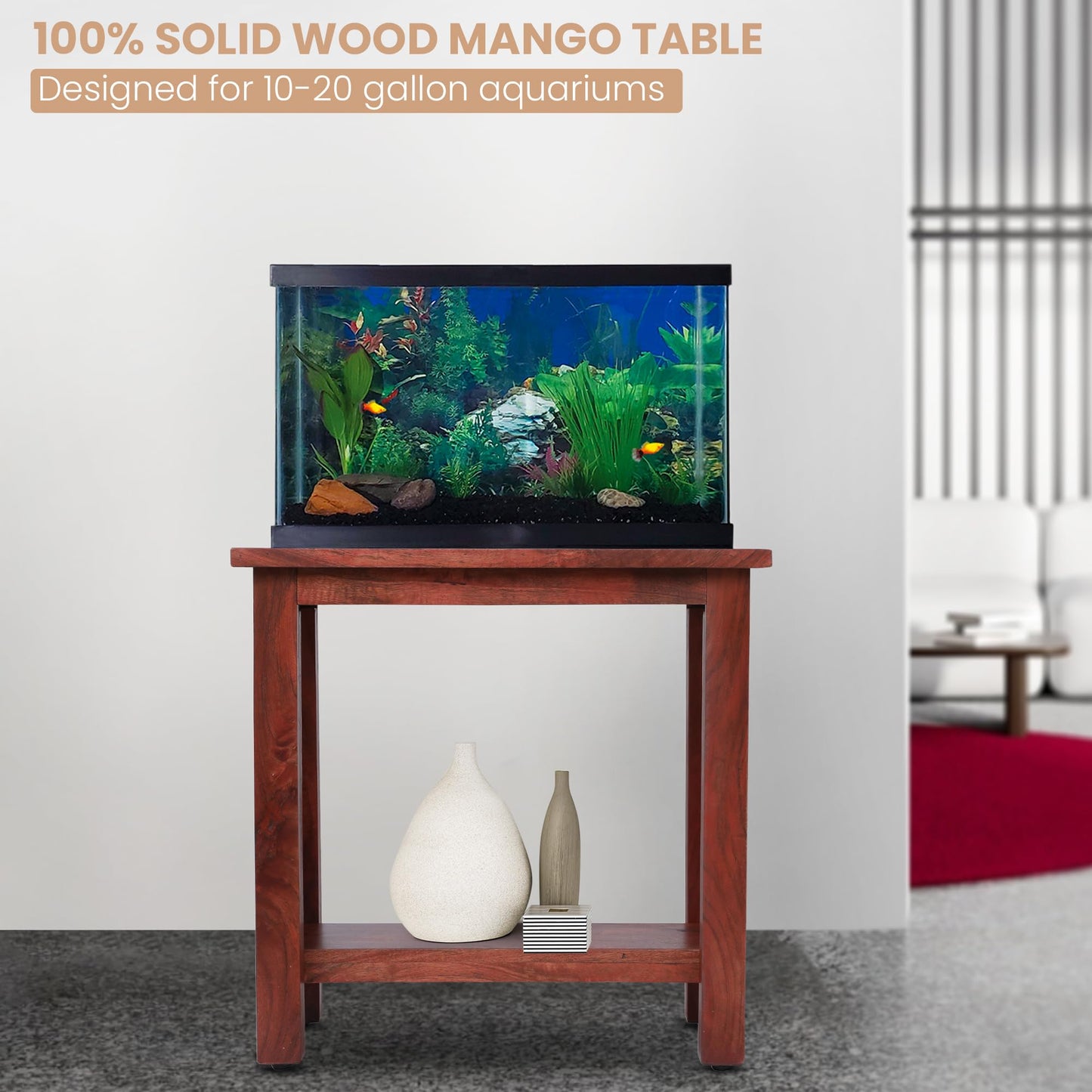 Solid wood Fish Tank Stand up to 20 gallons, 20 Gallon Fish Tank Stand, Aquarium Stand, 10 Gallon Fish Tank Stand, Fish Tank Table, Terrarium Stand, Aquarium Table - WoodArtSupply