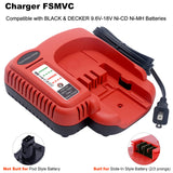 Biswaye 9.6V-18V-24V Battery Fast Charger BDFC240 Compatible with Black & Decker 18V 24V 14.4V 12V 9.6V Slide Battery HPB18-OPE HPB18 HPB14 HPB12 HPB96 244760-00 A1718 FS180BX FS18C Biswaye