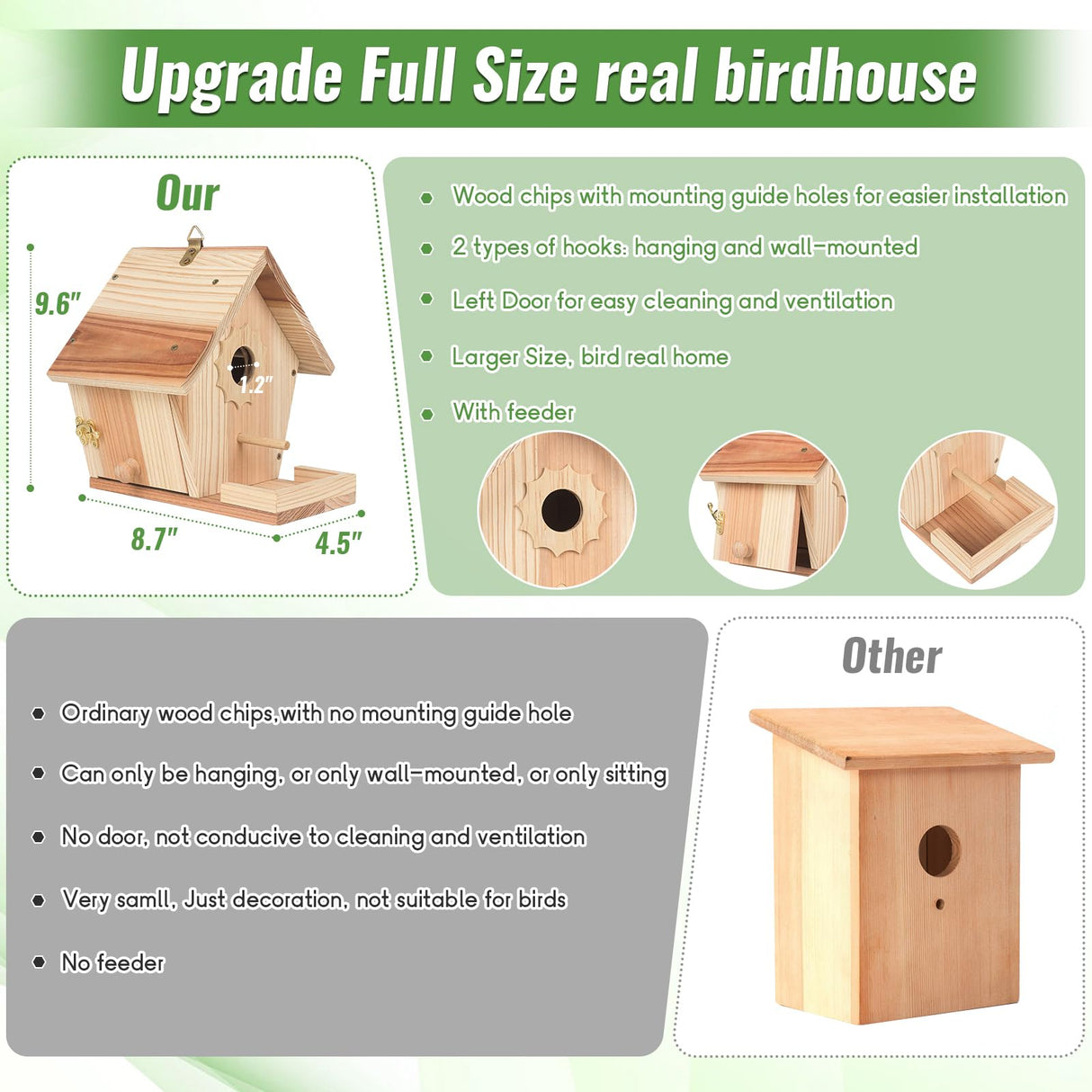 Bird Houses for Outside to Build, DIY Birdhouse Kit with Paint Set, Wooden Bird House with Feeder Trough, Natural Woodworking Kits for Kids and Adults Bird Nest WIZGSZ