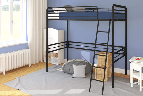 DHP Tommy Twin Metal Loft Bed, Black DHP