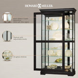 Howard Miller Tyler II Curio Cabinet - Modern Black Satin Storage Cabinet with Locking Glass Doors - Adjustable Shelves & Adjustable Levelers Perfect for Home Decor, Dining or Bedroom Display Howard Miller