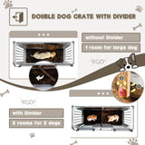 Erinnyees Solid Wood Dog Crate Furniture, 72.4" Wooden Indoor Dog Kennel Furniture for Large Dogs, Heavy Duty Dog Crates with Divider, Indoor Dog Cage Furniture TV Stand with Sliding Doors and Drawers Erinnyees