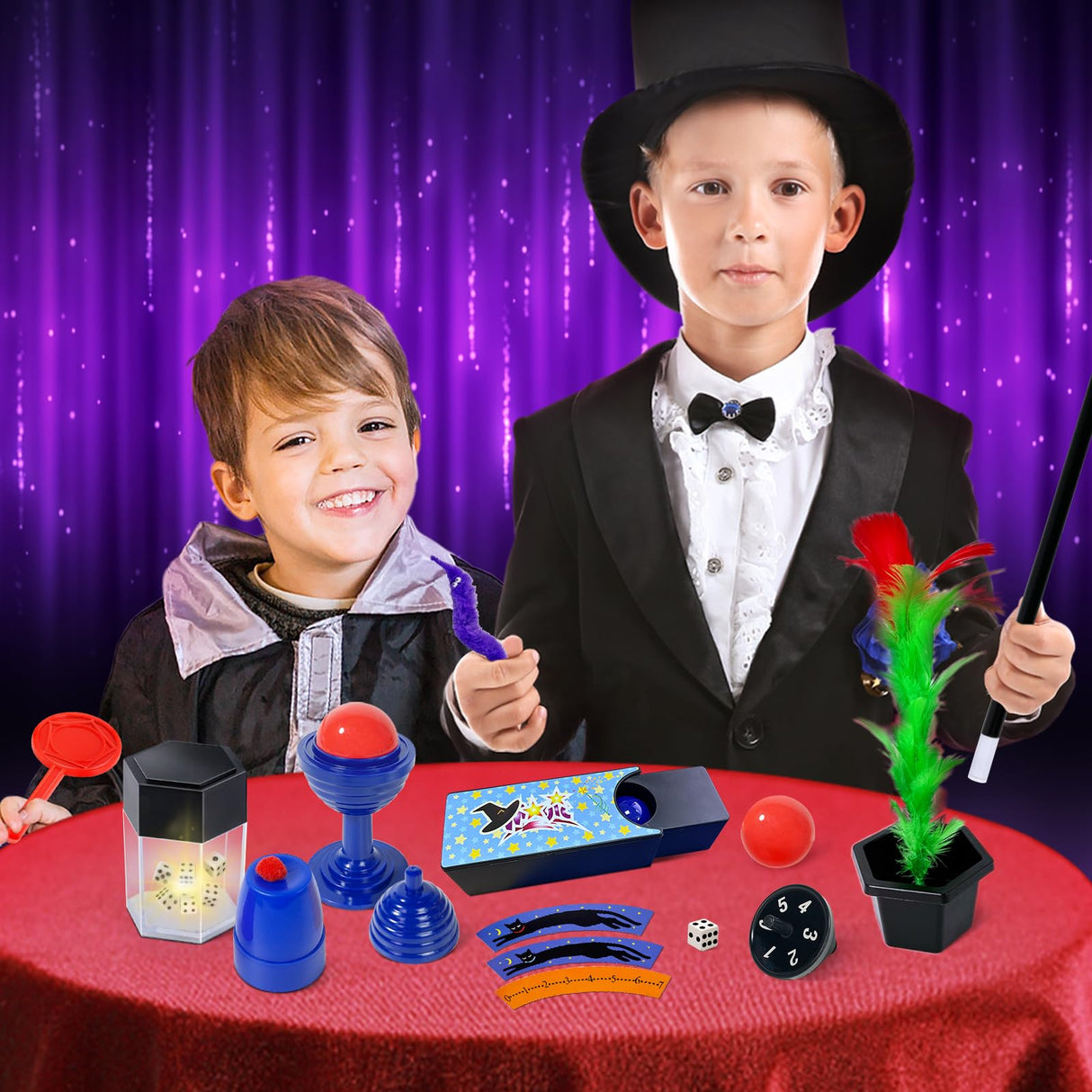 PATIFEED Magic Kit, 60 Magic Tricks for Kids Age 6-8, Magic Set with Instructions, Gift Toys for Kids Ages 6 7 8 9 10 11 12 Year Old PATIFEED
