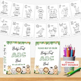 Baby's First ABC Book Baby Shower Activity Keepsake Game, Safari Jungle ABC Coloring Baby Shower Guest Book, Baby's First Alphabet Coloring Book, Alphabet A to Z Coloring Pages hongpar