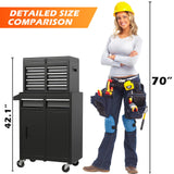 SumKea Tool Box with Wheels, 5 Drawer Rolling Tool Chest, Tool Box for Garage with and Side Handles Detachable Storage Cabinet Rolling Tool Box, for Garage Workshop, Black SumKea