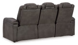 Signature Design by Ashley Fyne-Dyme Contemporary Power Reclining Sofa with USB Charging Ports and Adjustable Headrest, Brown Signature Design by Ashley