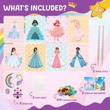 QLKYTALA Poke Poke Art Kits for Girls - Arts and Crafts for Kids 4-8 - 4 5 6 7 8 Year Old Girl Birthday Gifts - Princess Dress-Up DIY Creative Activity Toys QLKYTALA