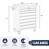 7-Drawer Metal Rolling Tool Chest with Wheels,Tool Storage Cabinet With Locking System，Toolbox with Wheels for Garage, Warehouse, Workshop, Repair Shop(Black&red,7-Drawer) OAKANDO