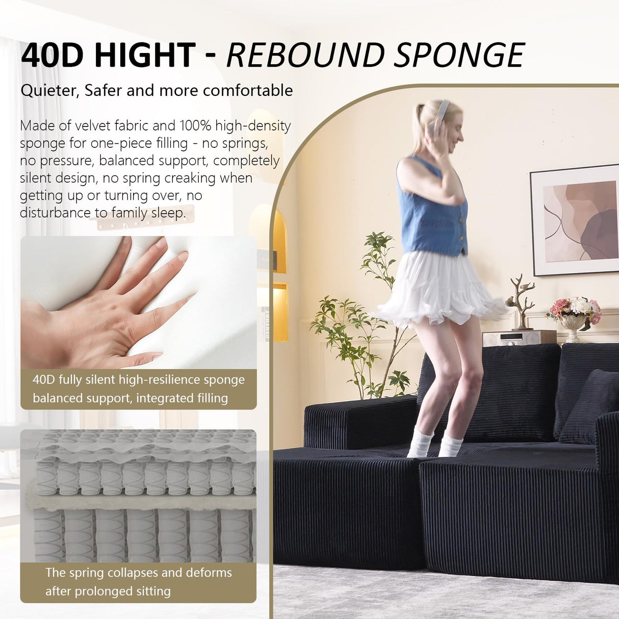 L-Shape Modular Sectional Sofa 108" — Cloud Couch Style 4-Seat Oversized Upholstered Sectional for Living Spaces No-Assembly WHGBJA