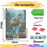 MBYAUYN Diamond Art Kits for Adults, 5D Animal Diamond Painting, DIY Sea Turtles Full Drill Gem Art Kits and Crafts for Adult, Beginners As Wall Decor and Gift 12x16inch MBYAUYN
