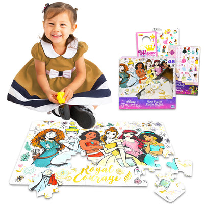 Disney Princess Floor Puzzle for Kids, Toddlers - Princess 46 Piece Puzzle Bundle with Stickers and More | Disney Princess Toys and Games
