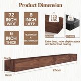 Eshoma Fireplace Mantel, 72 in Handcrafted Mantel Shelf for Over Fireplace, Wood Mantel with Invisible Heavy Duty Wood Bracket, Floating Mantel Shelf, Brown Eshoma